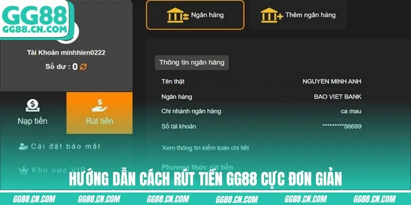 Hướng dẫn cách rút tiền GG88 cực đơn giản